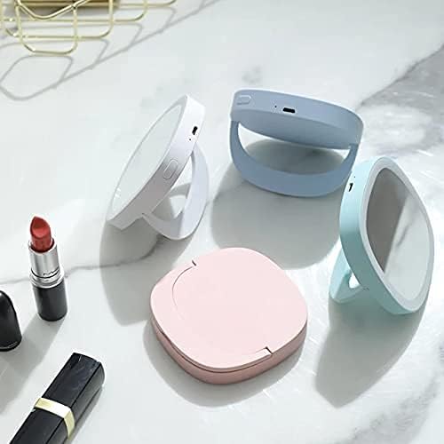 Portable Makeup Mirror with Led- USB Charging Pocket Mirror for Travel, Green